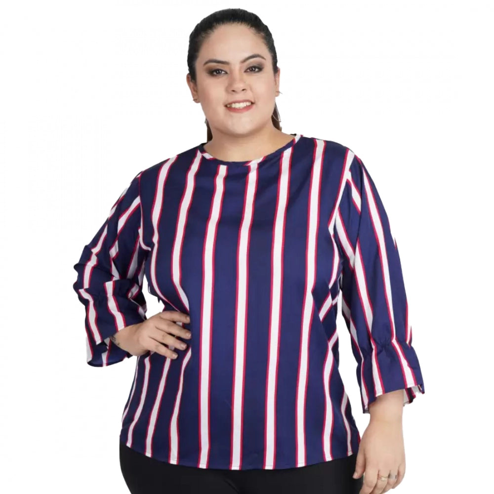 Blue crepe top for women — front view