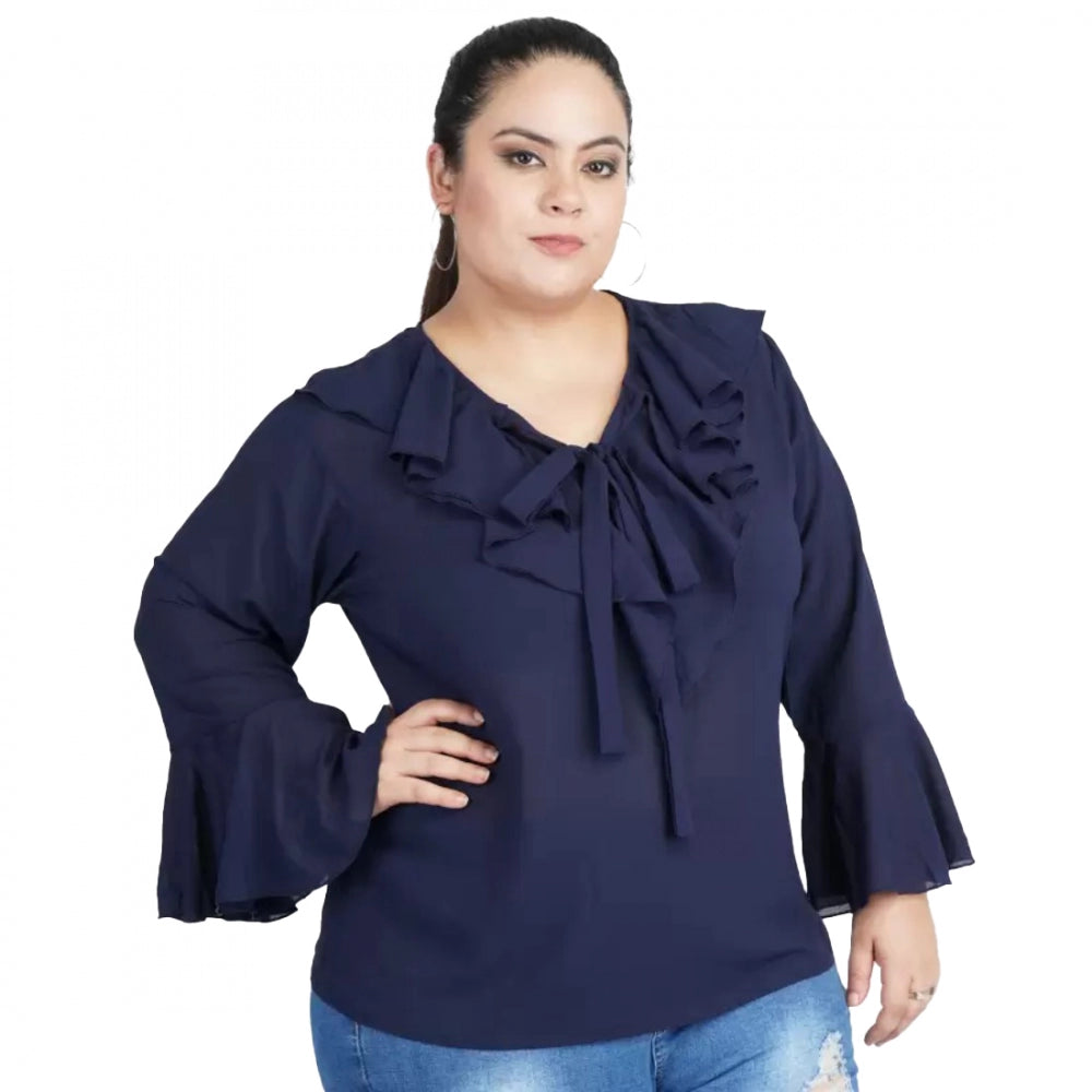 Blue georgette top for women — front view