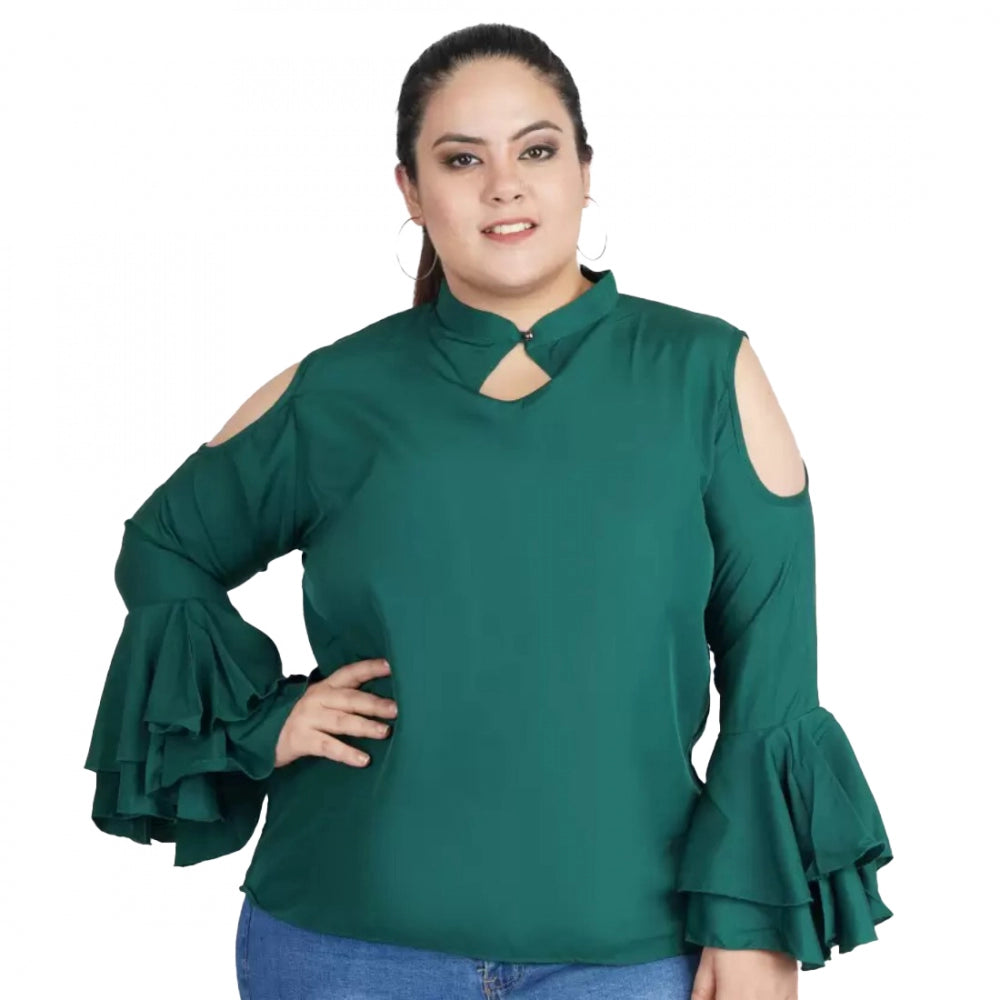 Green crepe top for women — front view