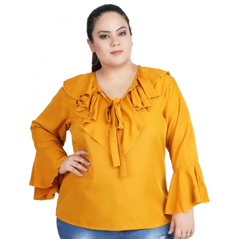 Yellow georgette top for women — front view