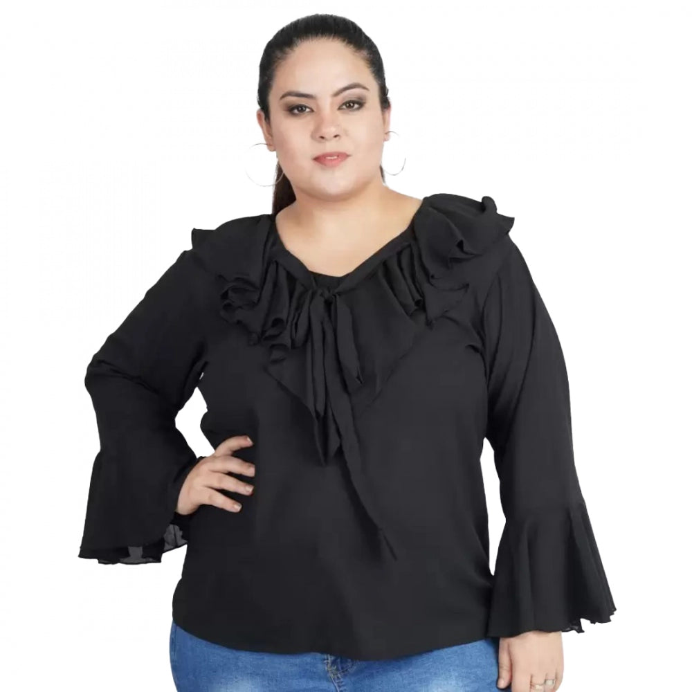 Black georgette top for women — front view
