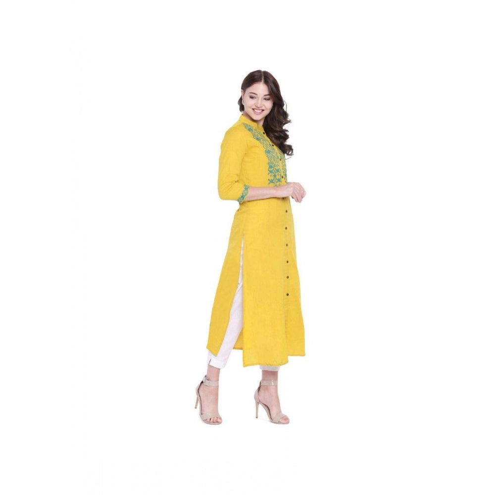 Yellow khadi kurti for women — full look