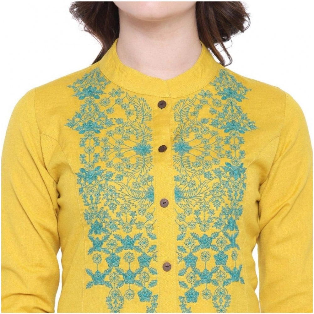 Yellow khadi kurti for women — view 6