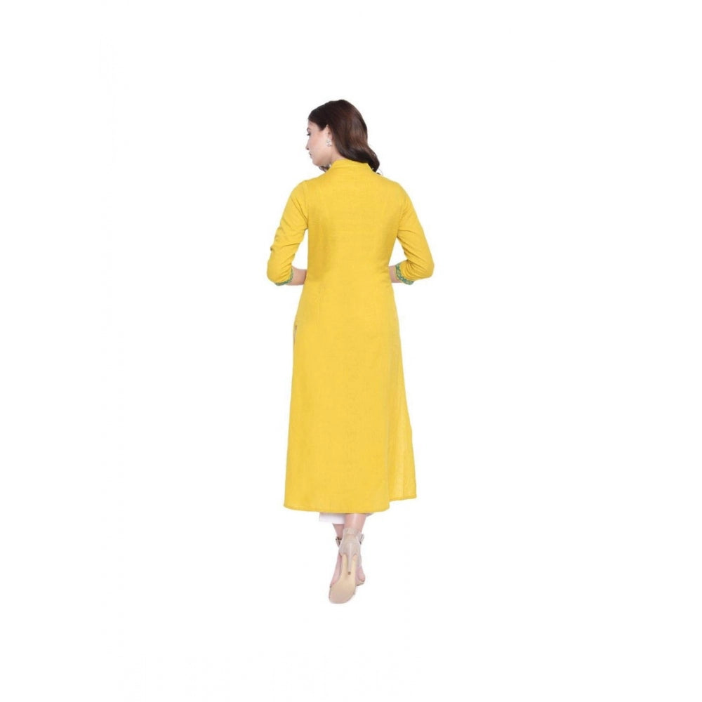 Yellow khadi kurti for women — styled view