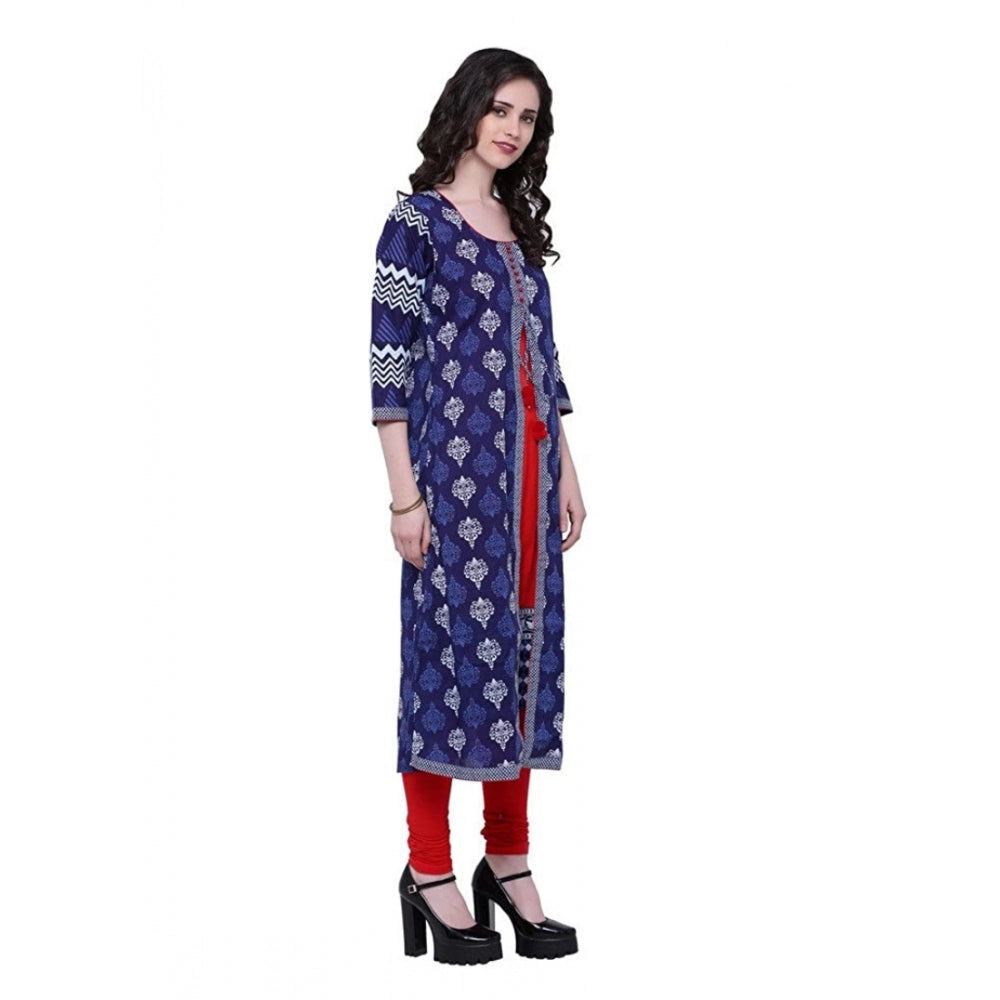 Blue cotton long kurti for women — full look