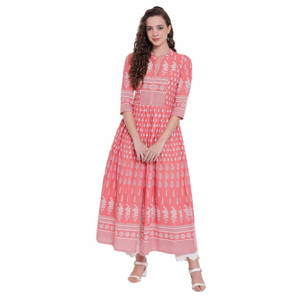Peach cotton kurti for women — front view