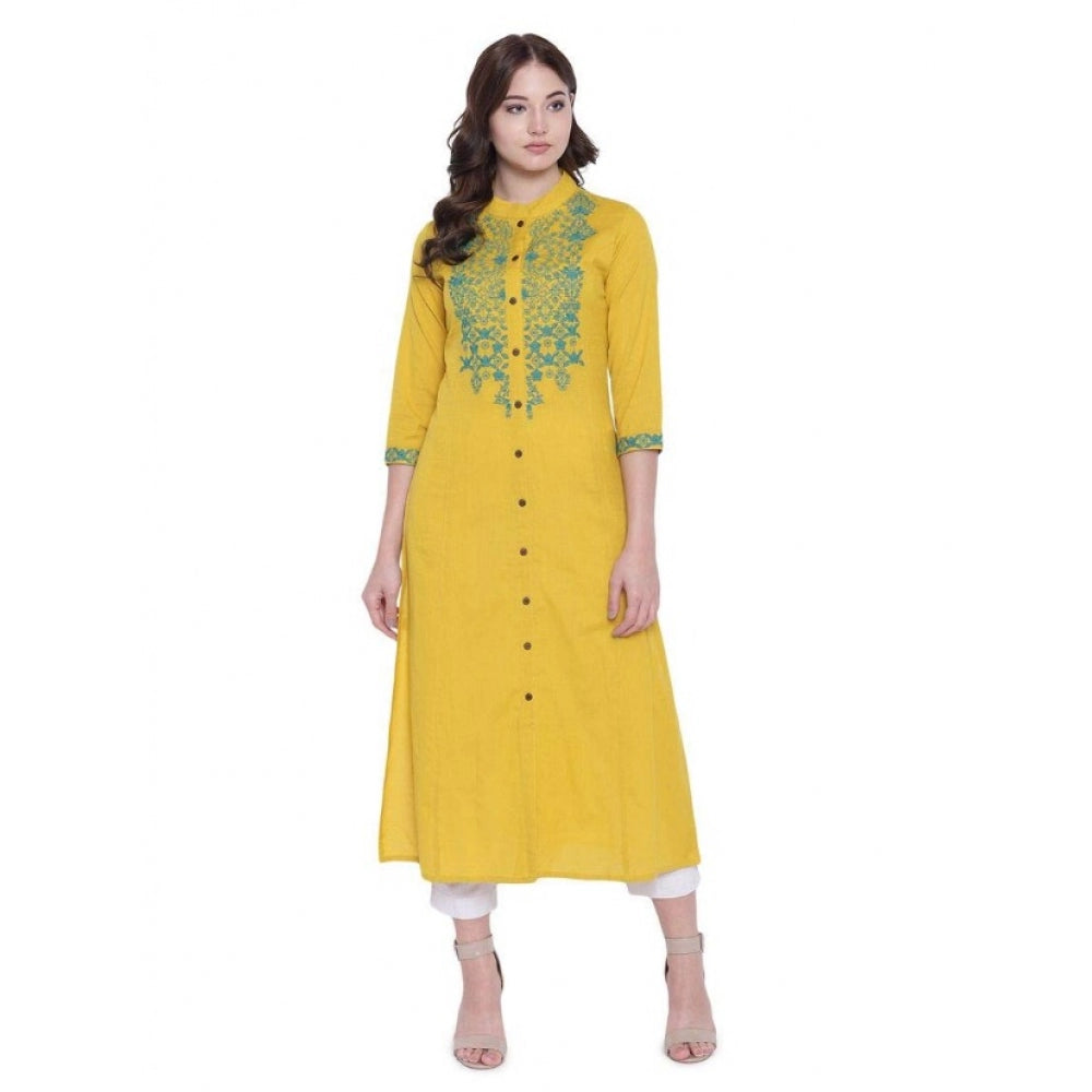 Yellow khadi kurti for women — front view