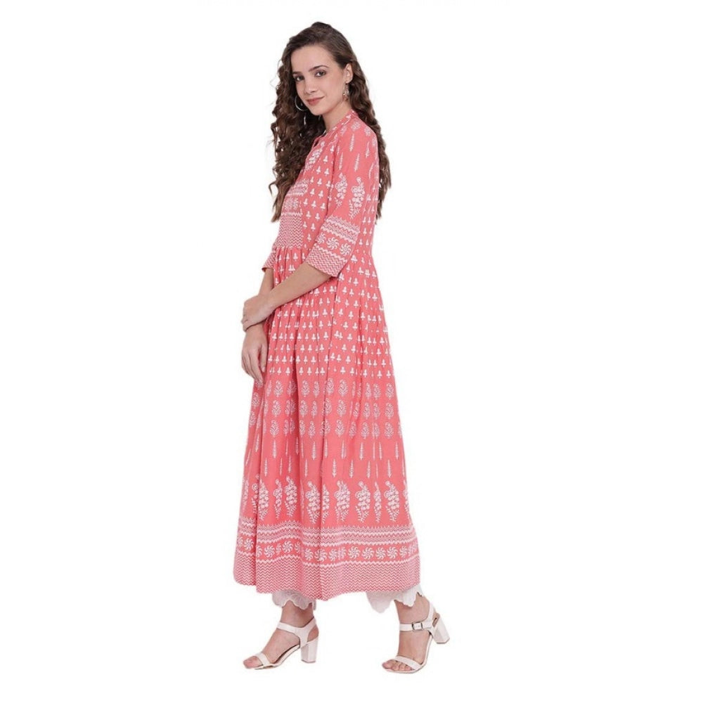 Peach cotton kurti for women — full look