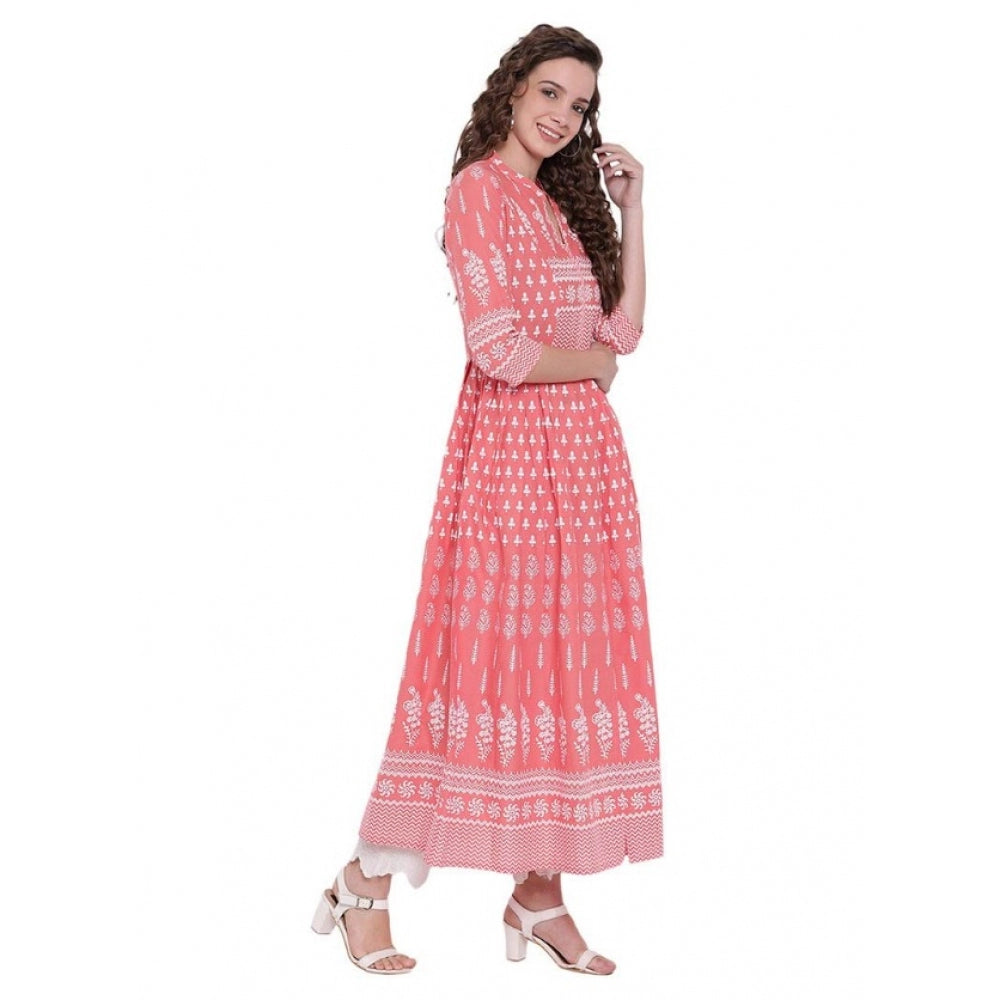 Peach cotton kurti for women — detail view