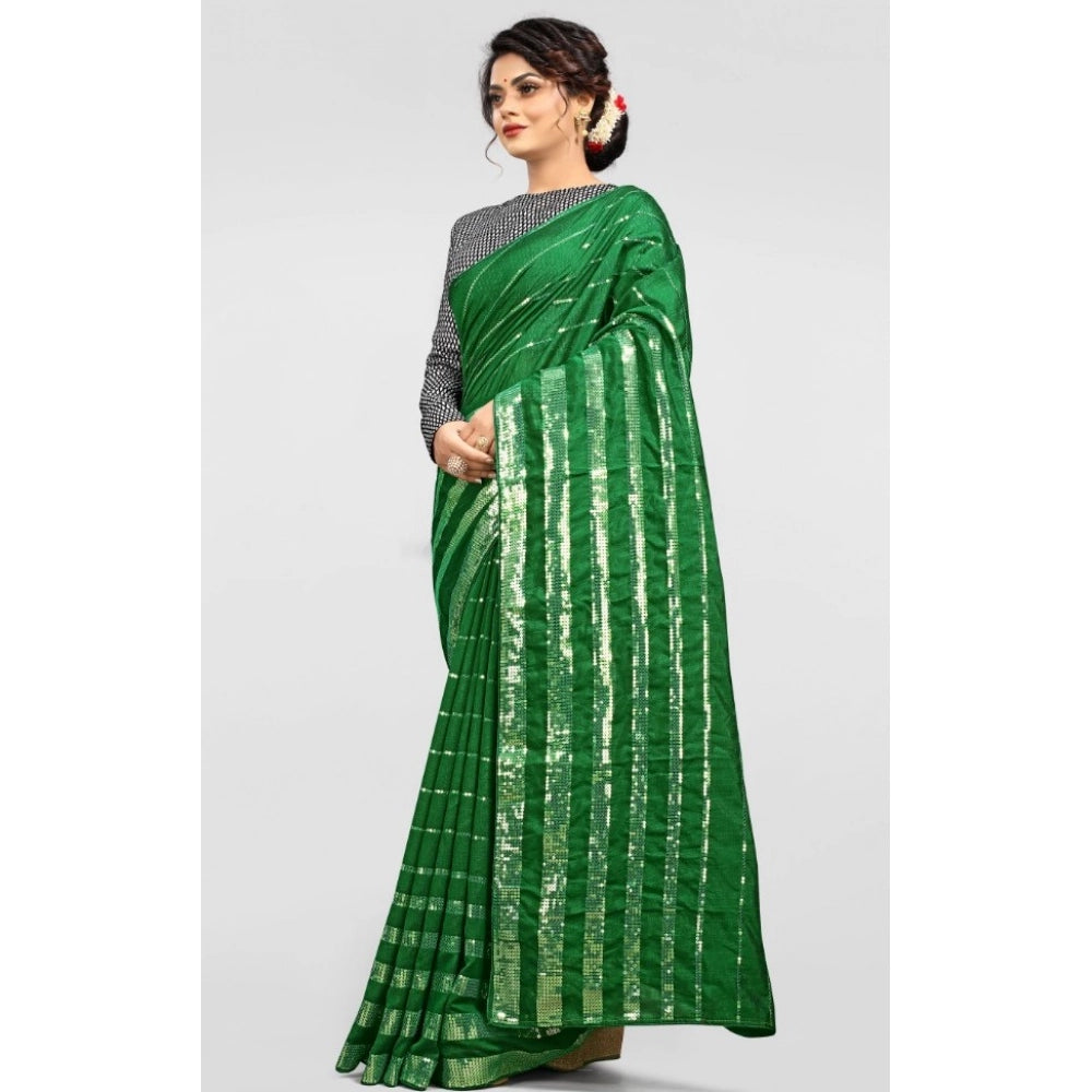 Green vichitra saree for women — pallu detail