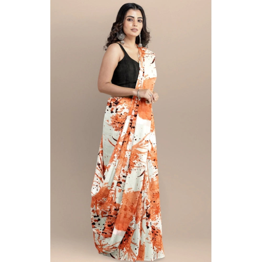 Orange joya silk saree for women — pallu detail