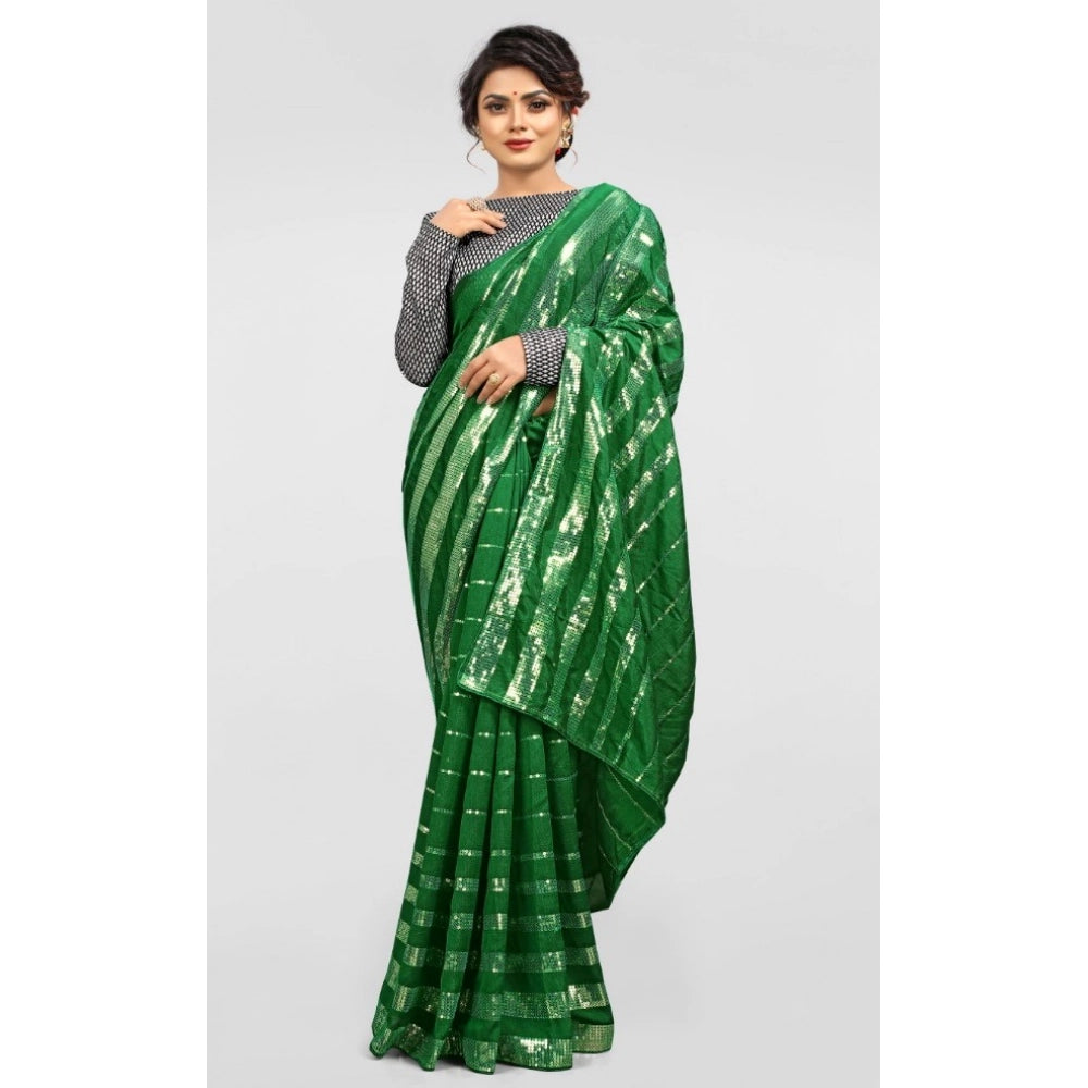 Green vichitra saree for women — pallu detail