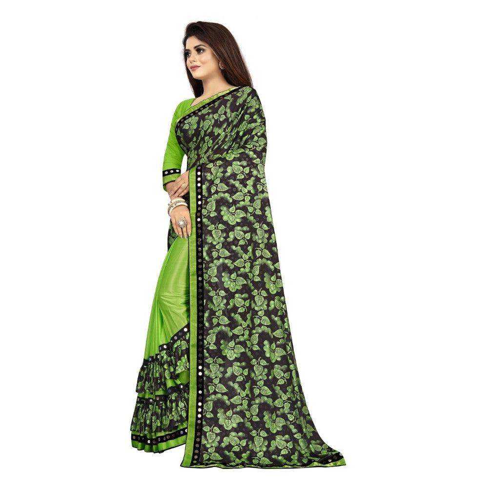 Pista lycra blend saree for women — pallu detail