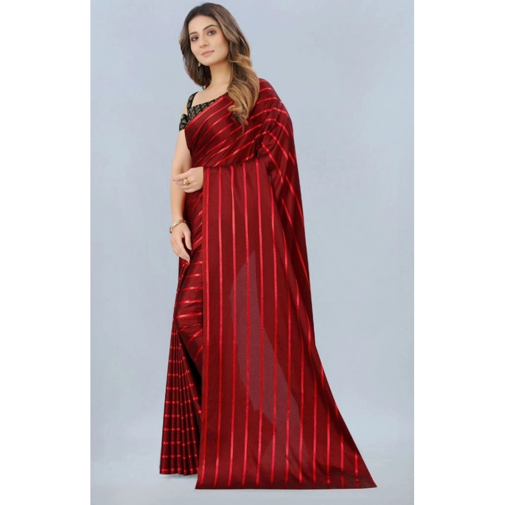 Red satin silk saree for women — pallu detail