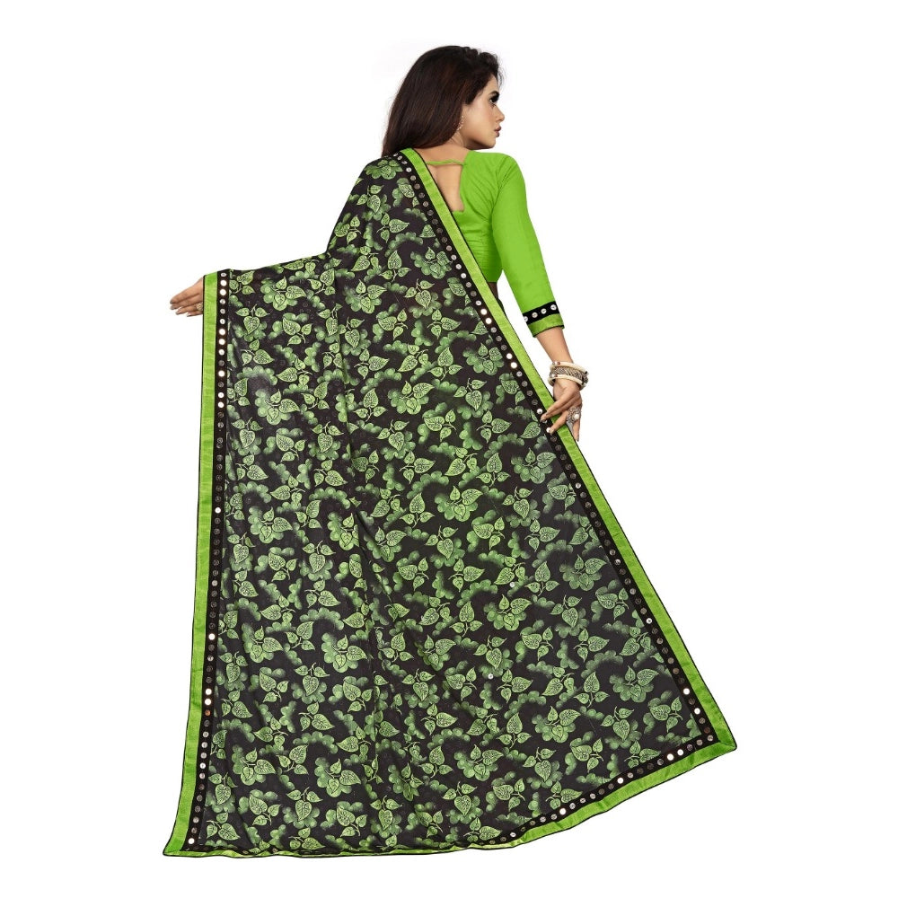Pista lycra blend saree for women — pallu detail