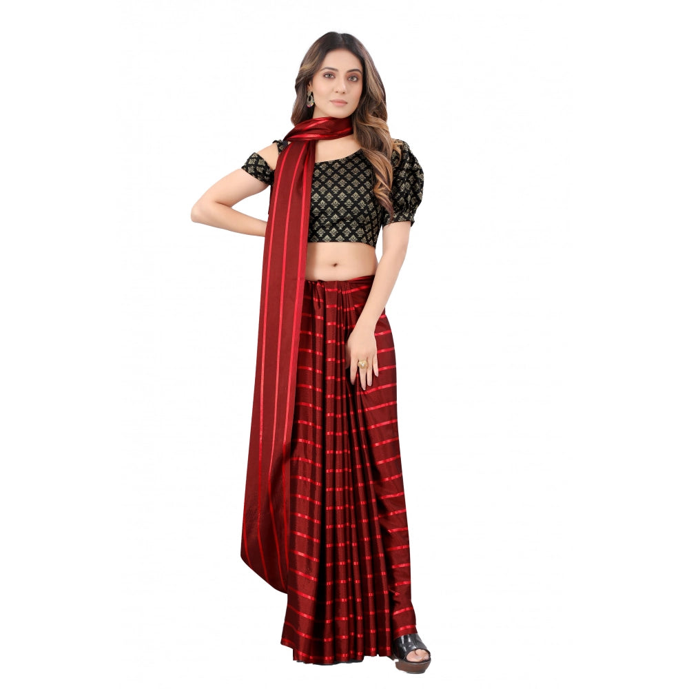 Red satin silk saree for women — full drape view