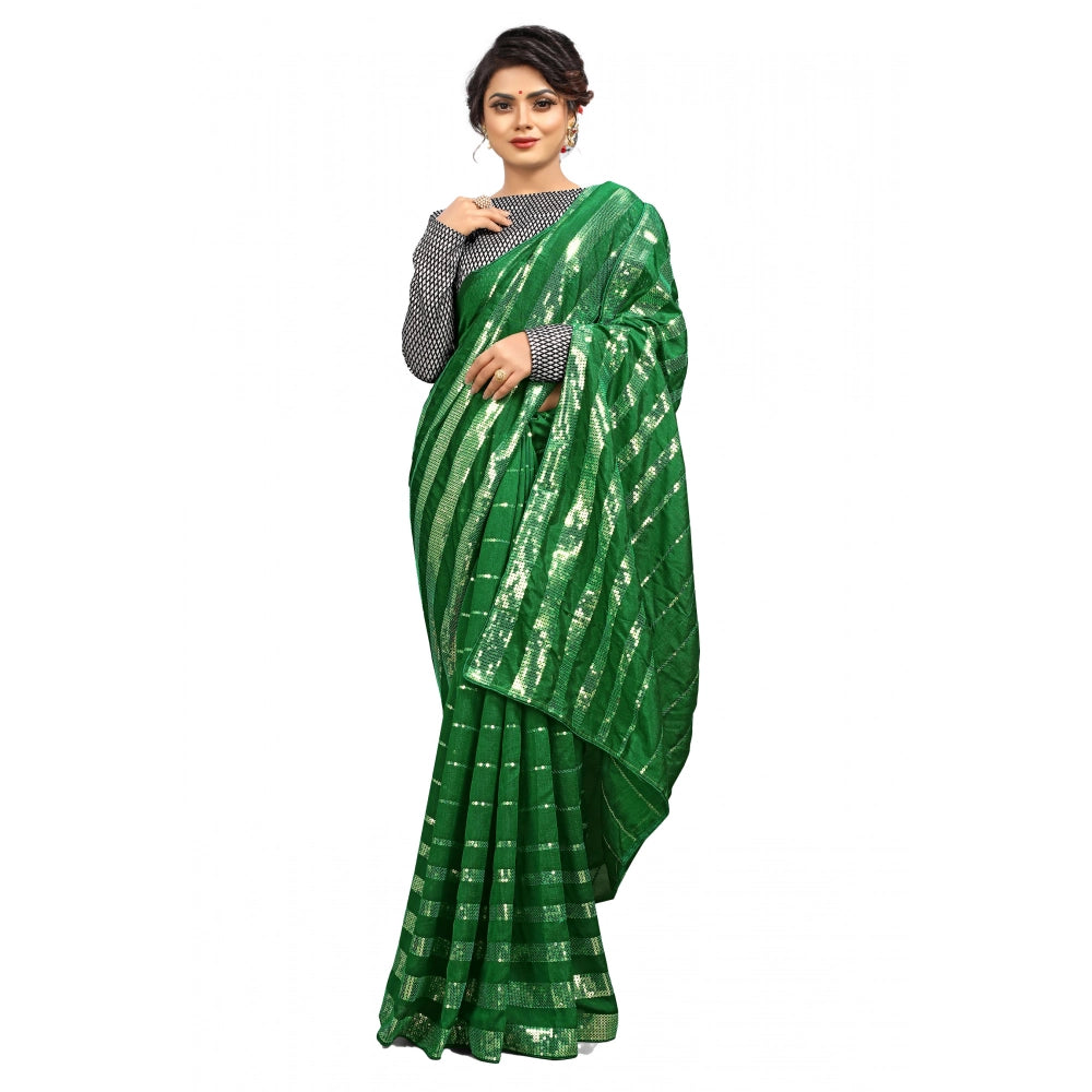 Green vichitra saree for women — full drape view