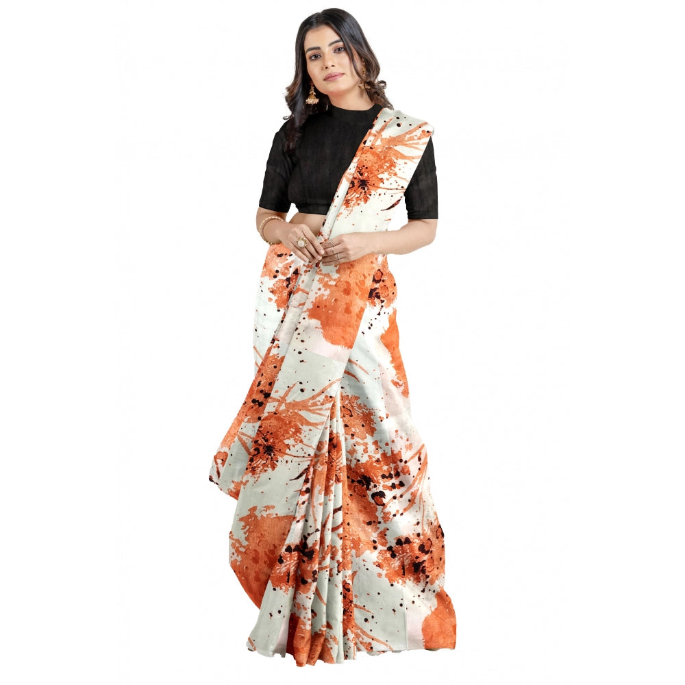 Orange joya silk saree for women — full drape view