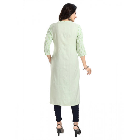 Women's 3/4th Sleeve Viscose Blend Tunic Long Kurti (Green)