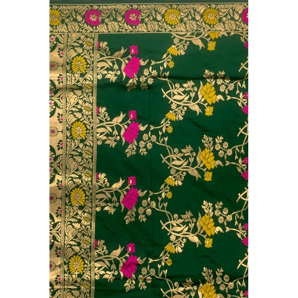 Women's Silk Pure Zari weaving Duppatta (Green, Length: 2-2.3 Mtrs)