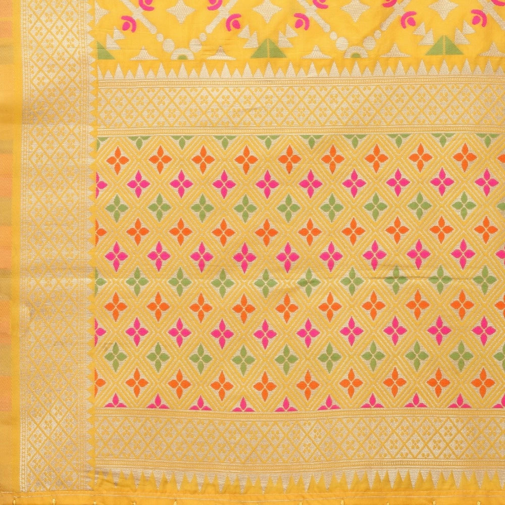 Women's Silk Pure Zari weaving Duppatta (Mustard Yellow, Length: 2-2.3 Mtrs)