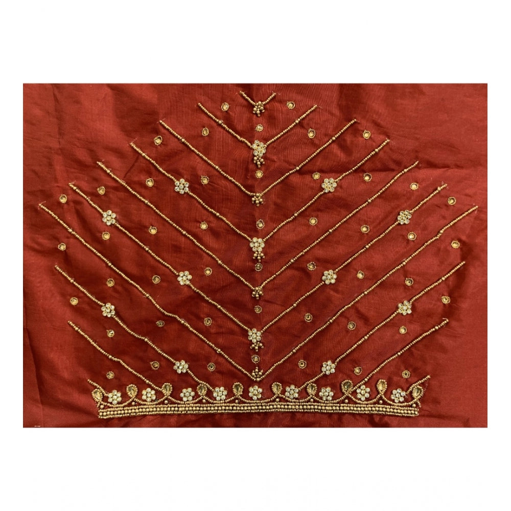 Women's Cotton Silk Self Design Unstitched Blouse Piece (Maroon, 80-100 cm)
