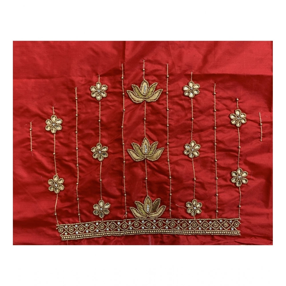 Women's Cotton Silk Self Design Unstitched Blouse Piece (Red, 80-100 cm)