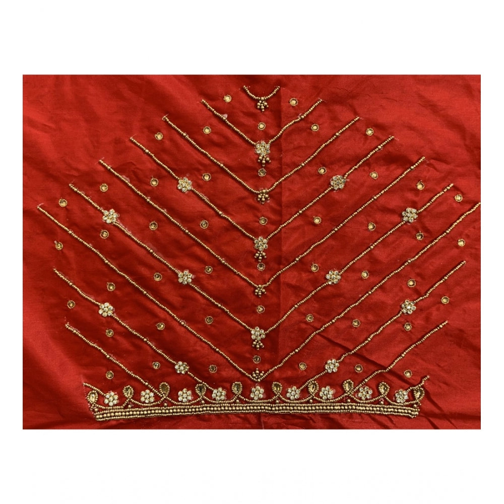 Women's Cotton Silk Self Design Unstitched Blouse Piece (Red, 80-100 cm)