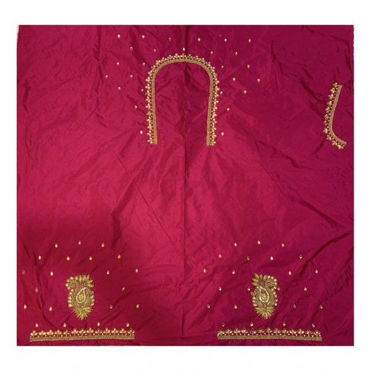 Women's Cotton Silk Self Design Unstitched Blouse Piece (Pink, 80-100 cm)