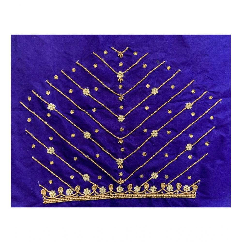 Women's Cotton Silk Self Design Unstitched Blouse Piece (Blue, 80-100 cm)