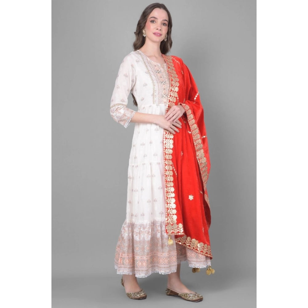 Women's Velvet Gotta Patti Dupatta (Red, Length: 2.25 to 2.50 Mtr)