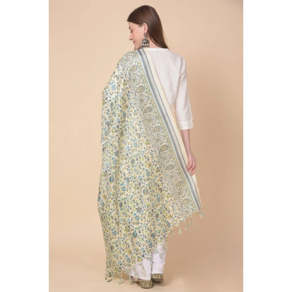Women's Art Silk Printed Dupatta (Off White, Length: 2.25 to 2.50 Mtr)