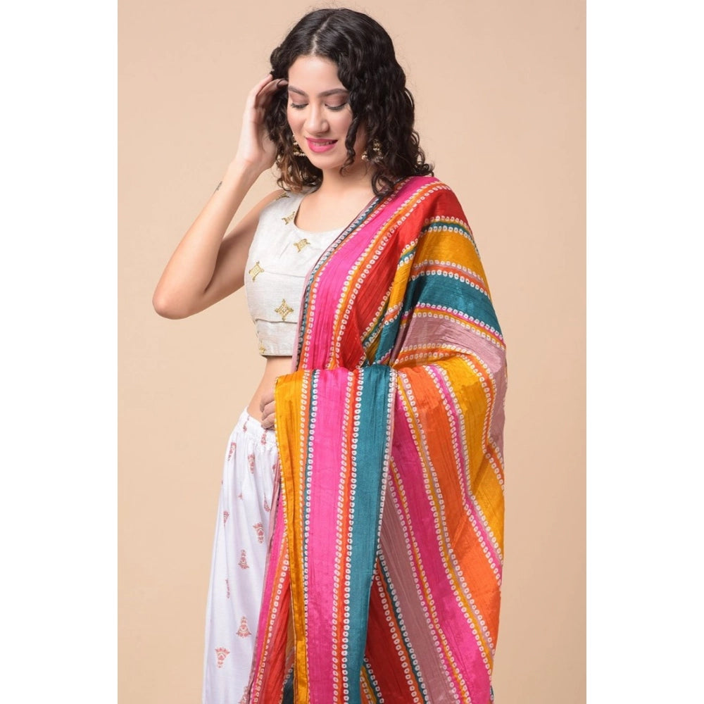 Women's Chanderi Printed Dupatta (Multicolor, Length: 2.25 to 2.50 Mtr)