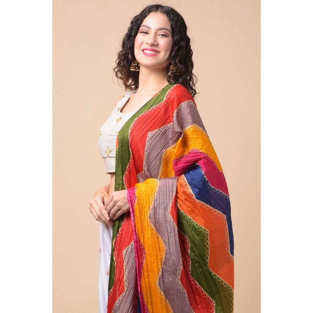 Women's Chanderi Printed Dupatta (Multicolor, Length: 2.25 to 2.50 Mtr)