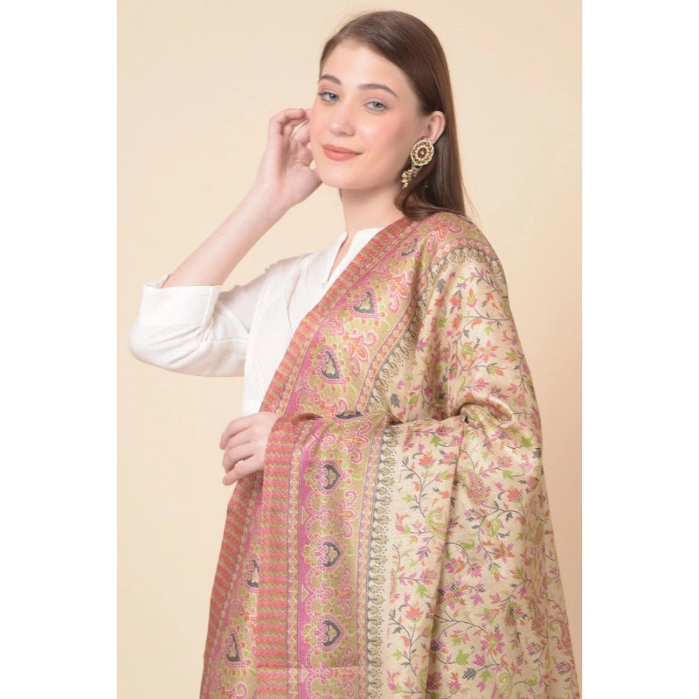 Women's Art Silk Printed Dupatta (Pink, Length: 2.25 to 2.50 Mtr)
