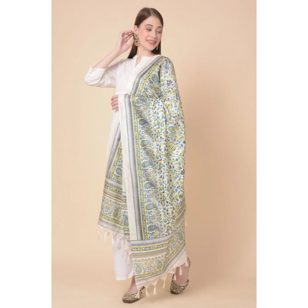 Women's Art Silk Printed Dupatta (Grey, Length: 2.25 to 2.50 Mtr)