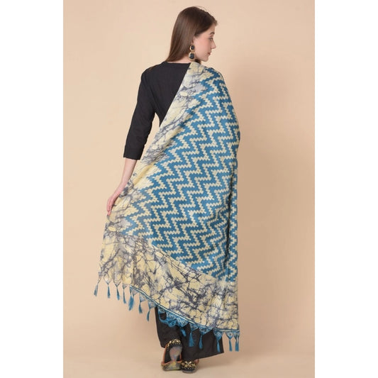 Women's Art Silk Printed Dupatta (Blue, Length: 2.25 to 2.50 Mtr)