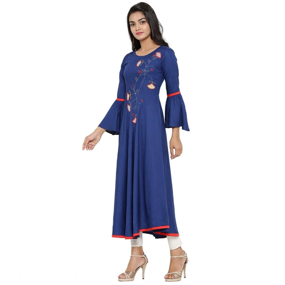 Blue rayon kurti for women — detail view
