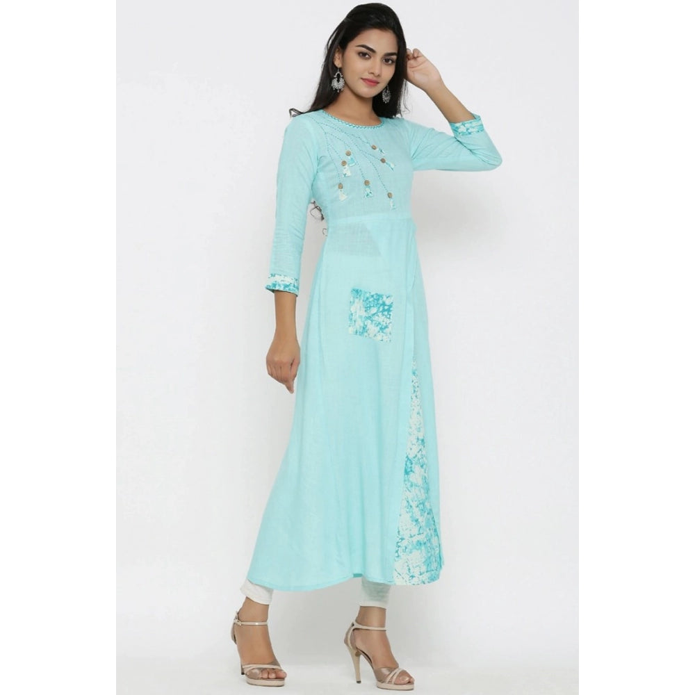 Sky Blue rayon kurti for women — full look