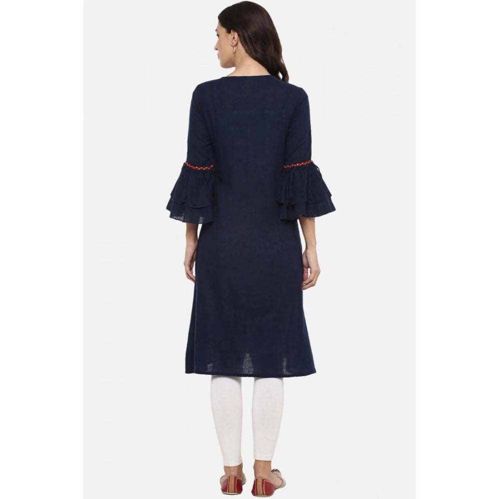 Blue cotton slub kurti for women — styled view