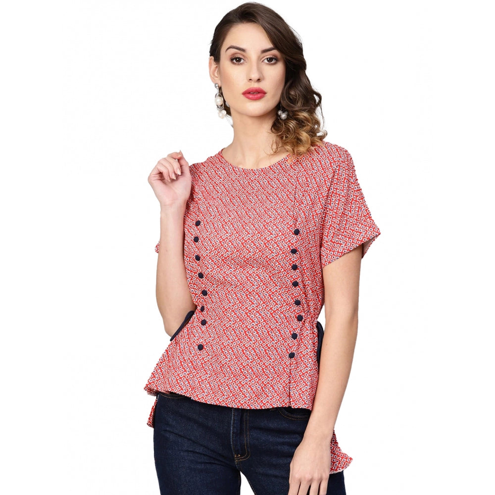 Red rayon top for women — front view