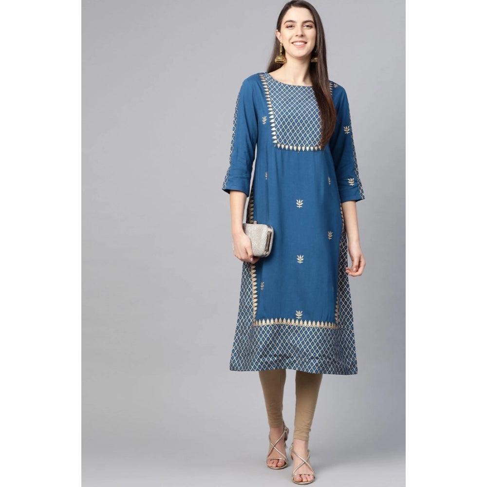 Blue rayon kurti for women — full look