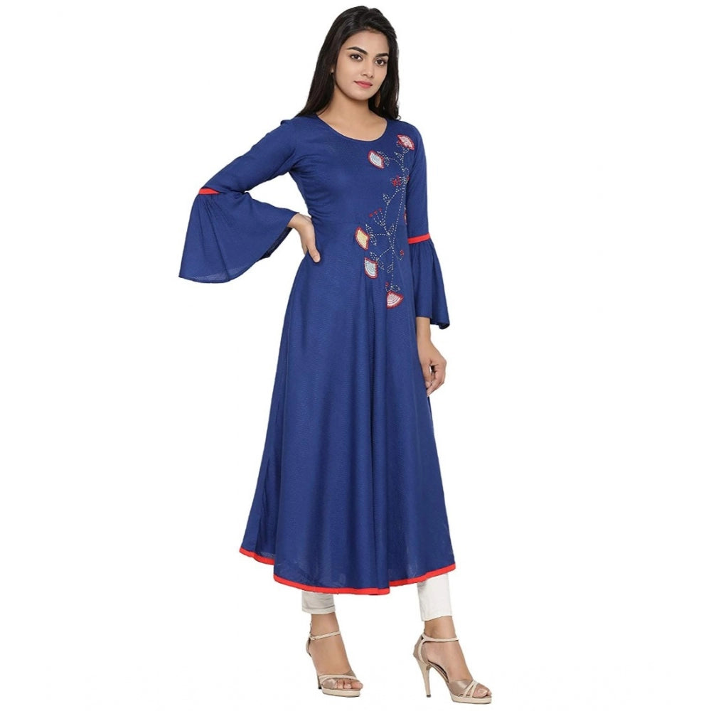 Blue rayon kurti for women — full look