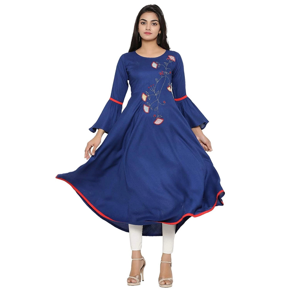 Blue rayon kurti for women — front view