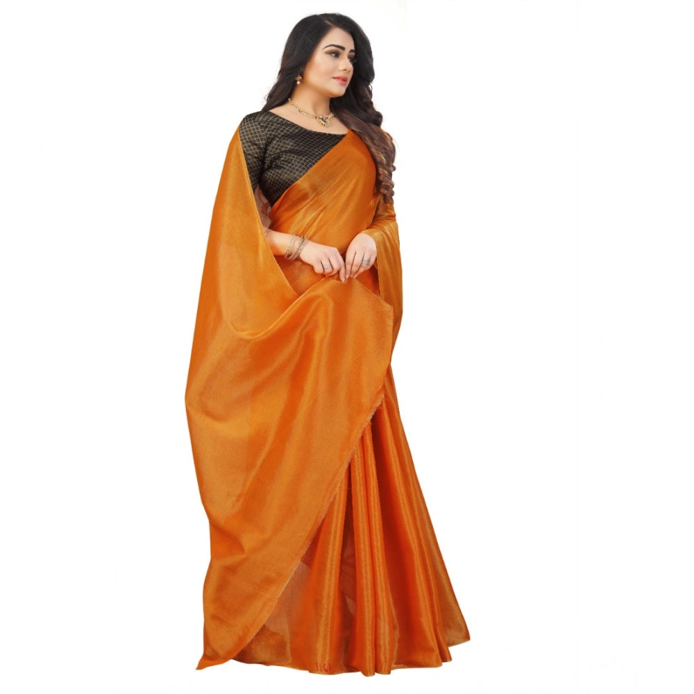 Orange cotton silk saree for women — pallu detail