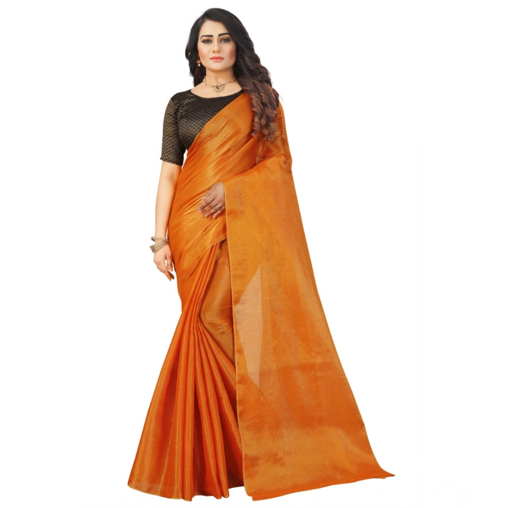 Orange cotton silk saree for women — pallu detail
