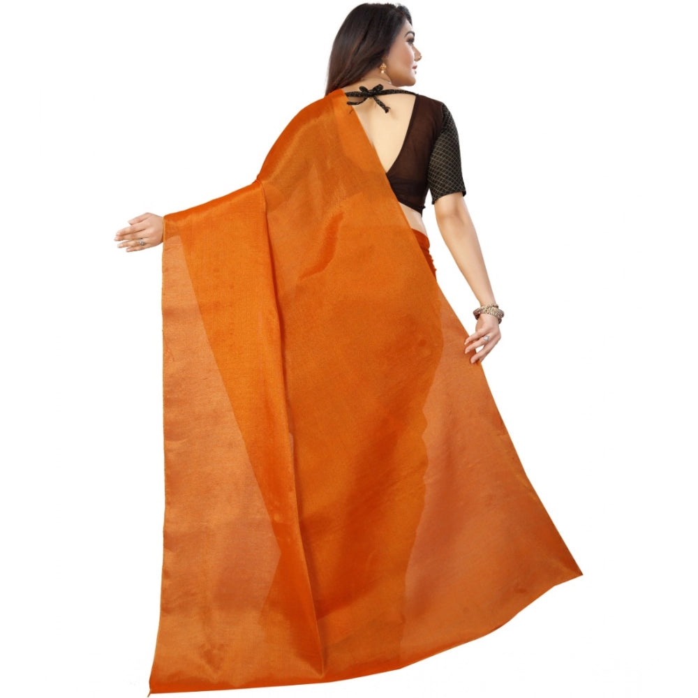 Orange cotton silk saree for women — pallu detail