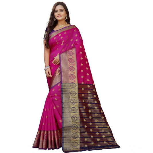 Purple-Pink silk blend saree for women — pallu detail