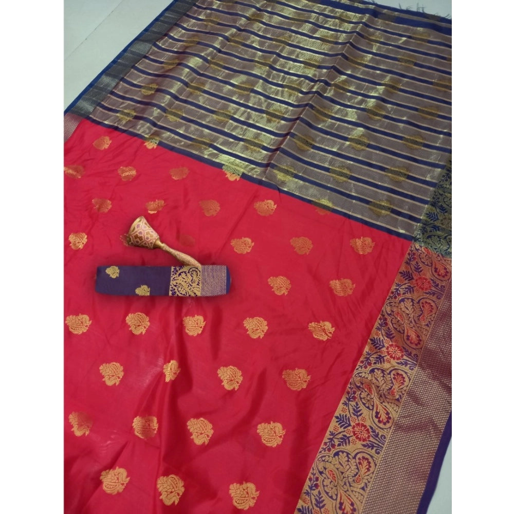Red silk blend saree for women — pallu detail