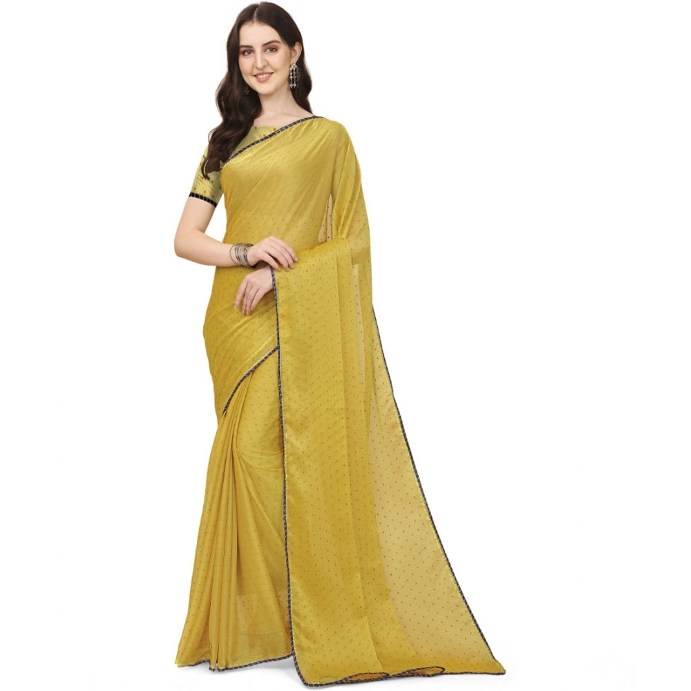 Mustard silk blend saree for women — pallu detail